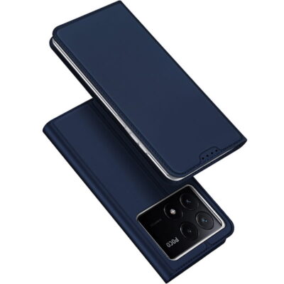 Tamsiai mėlynas atverčiamas dėklas Xiaomi Poco X6 Pro 5G su matomu telefono kameros skydu