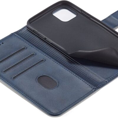 Tamsiai mėlynas atverčiamas dėklas Xiaomi Poco X6 Pro 5G su kortelių lizdais ir telefono laikikliu