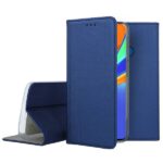 Tamsiai mėlynas atverčiamas dėklas Xiaomi Redmi 9C smart magnet matomas iš kelių pusių