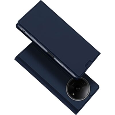 Tamsiai mėlynas atverčiamas dėklas Xiaomi Redmi A3 su padengtu ekranu ir kamera