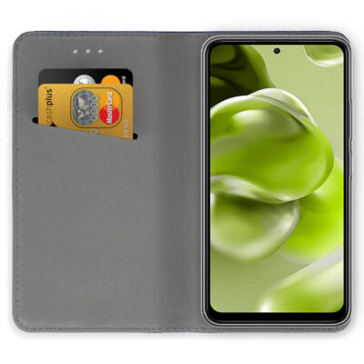 Tamsiai mėlynas atverčiamas dėklas Xiaomi Redmi Note 12 5G su kortelių laikikliu viduje