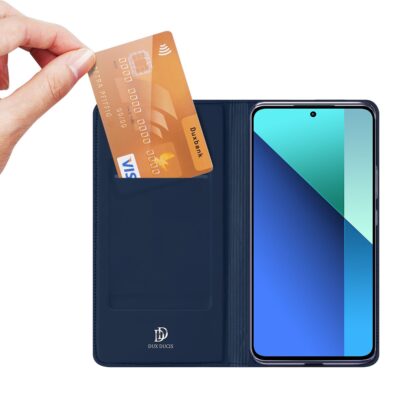 Tamsiai mėlynas atverčiamas dėklas Xiaomi Redmi Note 13 4G Dux Ducis Skin Pro su kortelių laikikliu