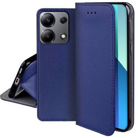 Tamsiai mėlynas atverčiamas dėklas Xiaomi Redmi Note 13 4G Smart Magnet Tamsiai mėlynas atverčiamas dėklas Xiaomi Redmi Note 13 4G Smart Magnet su kameros apsauga