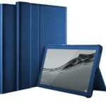 tamsiai melynas dekla apple ipad 10.2 2020 folio cover ant planšetės ir atidarytas stovėsenos pozicijoje