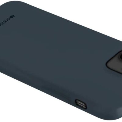 Tamsiai mėlynas dėklas Apple iPhone 12 12 Pro Mercury Soft su minkšta tekstūra ir fotoaparato anga