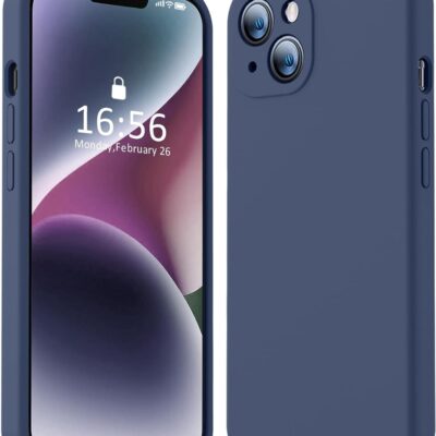 Tamsiai mėlynas dėklas Apple iPhone 14 Plus Liquid Silicone 1.5mm ekrano ir galinės dalies apsaugai