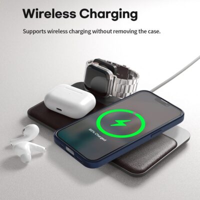 Tamsiai melynas dekla Apple iPhone 14 Pro Max su laidiniu belaidziu ikrovimu