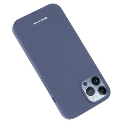 Tamsiai mėlynas dėklas Apple iPhone 14 Pro Mercury Silicone su kamera ir mygtukais