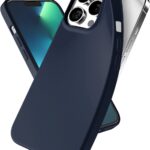 Tamsiai mėlynas dėklas Apple iPhone 14 Pro Mercury Soft, rodantis nugarėlę ir mygtukus