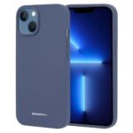 Tamsiai mėlynas dėklas Apple iPhone 15 Mercury Silicone su apsauga kamerai ir ekrane