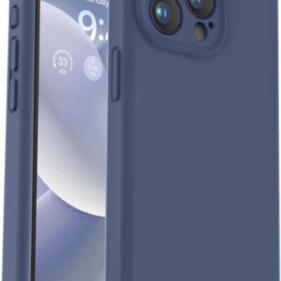 Tamsiai mėlynas dėklas Apple iPhone 16 Pro Max Liquid Silicone 1.5mm su apvaliais kampais ir kamerų skydu