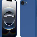 Tamsiai mėlynas dėklas Apple iPhone 16E su apvaliais kampais ir tvirtu paviršiumi