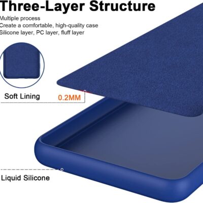 Tamsiai mėlynas dėklas Samsung A245 A24 4G su skysčio silikono ir minkštu pamušalu sluoksniais