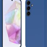 tamsiai melynas dėklas samsung a366 a36 5g liquid silicone 1 5mm priekinis ir galinis vaizdas