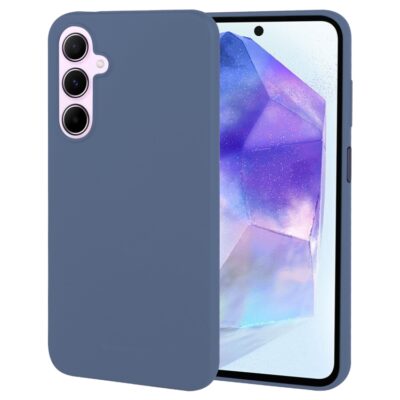 Tamsiai mėlynas dėklas Samsung A556 A55 5G Mercury Soft matomas iš priekio ir nugarėlės