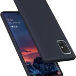 Tamsiai mėlynas dėklas Samsung A715 A71 su apsauga kamerai ir ekrano kraštams