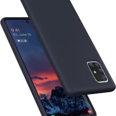 Tamsiai mėlynas dėklas Samsung A715 A71 su apsauga kamerai ir ekrano kraštams