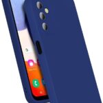 Tamsiai mėlynas dėklas Samsung Galaxy A145 A14 4G su trimis fotoaparato išpjovomis