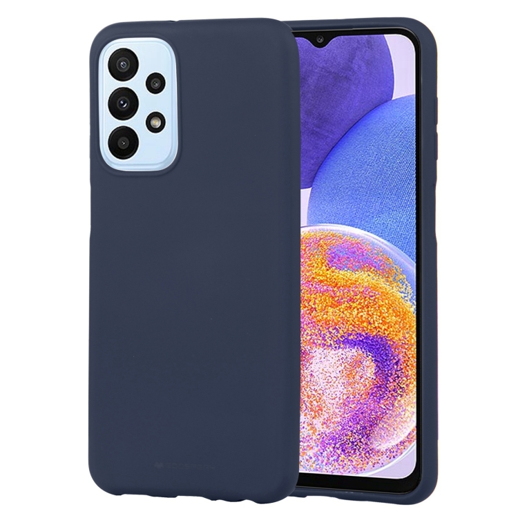Tamsiai mėlynas dėklas Samsung Galaxy A235 A23 4G / A236 A23 5G Mercury Soft Tamsiai mėlynas dėklas Samsung Galaxy A235 A23 4G su minkšta tekstūra