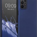 Tamsiai mėlynas dėklas Samsung Galaxy A23 su matiniu paviršiumi ir apsauga kamerai