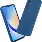 Tamsiai mėlynas dėklas Samsung Galaxy A346 A34 5G, apsaugantis telefoną su tiksliais fotoaparato išpjovomis