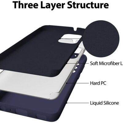 Tamsiai mėlynas dėklas Samsung Galaxy su trimis sluoksniais iš silikono, kieto PC ir mikropluošto