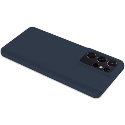 Tamsiai mėlynas dėklas Samsung Galaxy S21 Ultra Mercury Soft su kamera ant nugarėlės