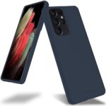 Tamsiai mėlynas dėklas Samsung Galaxy S21 Ultra Mercury Soft su matiniu paviršiumi ir apsauga aplink kameras