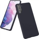 Tamsiai melynas deklas Samsung Galaxy S22 Plus Mercury Silicone su pilno ekrano vaizdu ir triju kameru moduliu