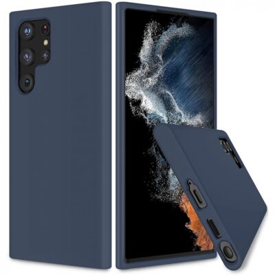 Tamsiai mėlynas dėklas Samsung Galaxy S22 Ultra Mercury Silicone su kamerų irjungimais