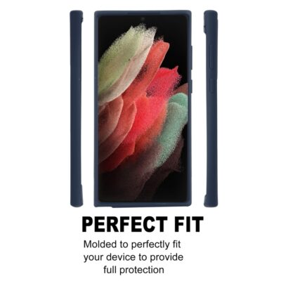 Tamsiai mėlynas dėklas Samsung Galaxy S22 Ultra Mercury Soft iš trijų pusių rodantis priekį ir šonus