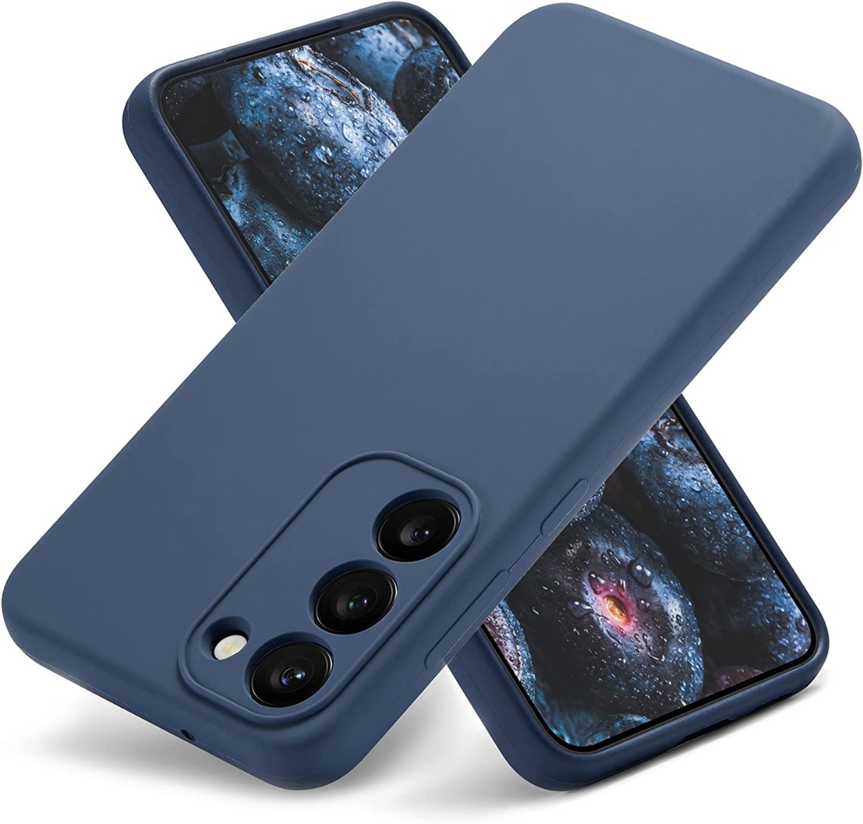 Tamsiai mėlynas dėklas Samsung Galaxy S916 S23 Plus 5G Mercury Silicone Tamsiai mėlynas dėklas Samsung Galaxy S916 S23 Plus 5G Mercury Silicone su silikono paviršiumi ir kamerų angomis