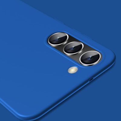 Tamsiai mėlynas dėklas Samsung Galaxy S926 S24 Plus su trimis kameros lęšiais ir žibintu