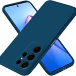 Tamsiai mėlynas dėklas Samsung Galaxy S928 S24 Ultra Liquid Silicone 1.5mm su matiniu paviršiumi ir tiksliais išpjovomis kamerai.