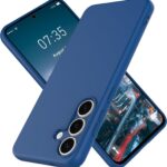 Tamsiai mėlynas dėklas Samsung S731 S25 FE Liquid Silicone 1.5mm su trimis kameromis ir ekranu