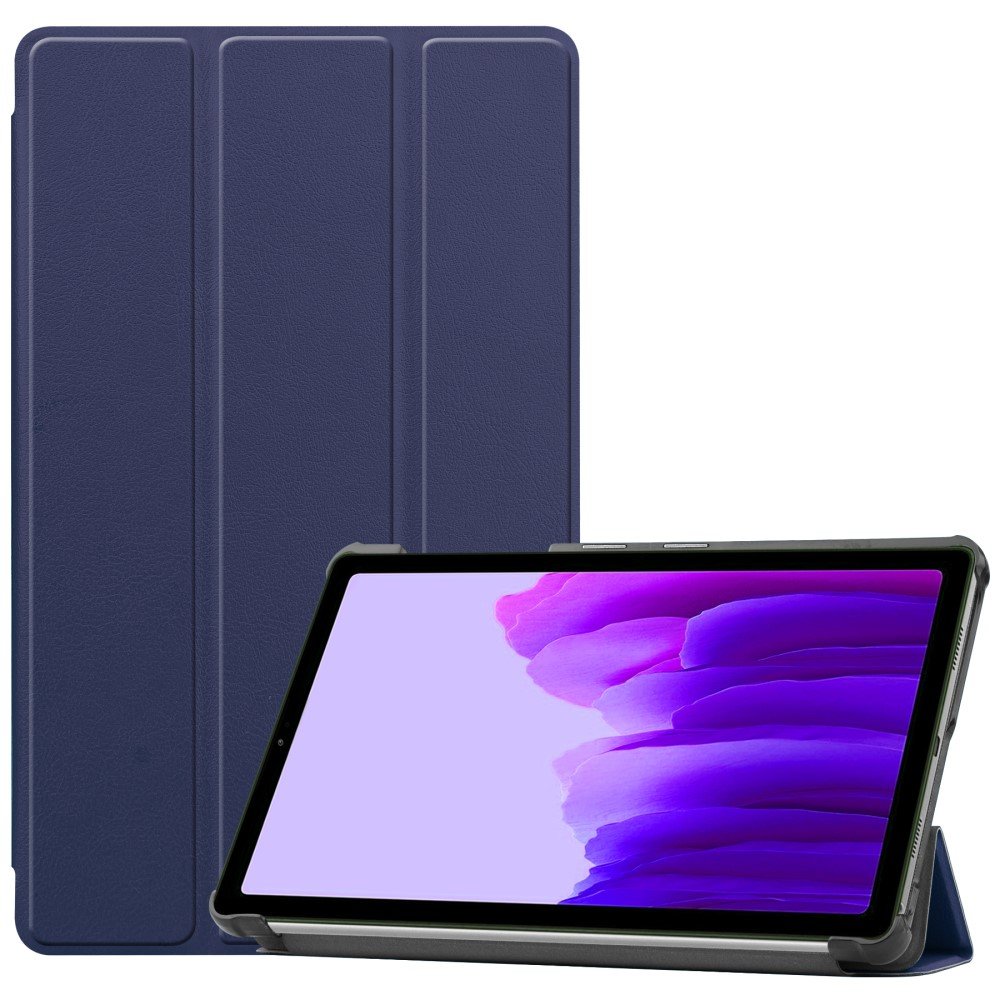 Tamsiai mėlynas dėklas Samsung T220 T225 Tab A7 Lite 8.7 Tamsiai melynas deklas Samsung T220 T225 Tab A7 Lite 8.7 smart leather priekinis ir galinis vaizdas