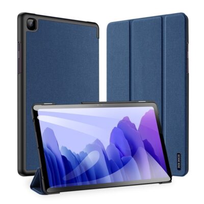 Tamsiai mėlynas dėklas Samsung Tab A7 10.4 2020, matomas iš kelių kampų