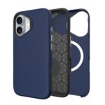 tamsiai melynas deklas telefonui apple iphone 16 perfectionists triangle mag su tekstura ir treslu struktura