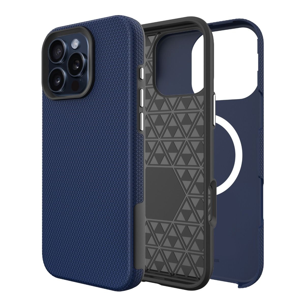 Tamsiai melynas deklas telefonui Apple Iphone Air Perfectionists Triangle Mag Tamsiai melynas deklas telefonui Apple Iphone Air Perfectionists Triangle Mag su trikampiu reljefu ir apsauga