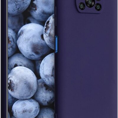 Tamsiai mėlynas dėklas Xiaomi Poco X3 su kamera ir mygtuku