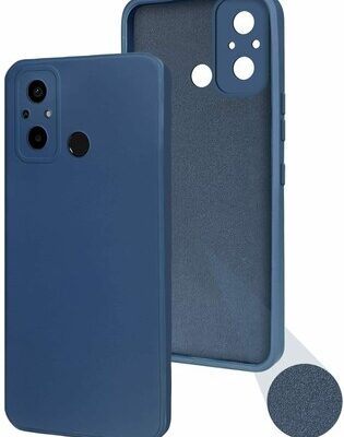 Tamsiai mėlynas dėklas Xiaomi Redmi 11A Liquid Silicone 1.5mm matomas priekinis ir galinis vaizdas