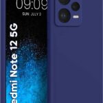 Tamsiai mėlynas dėklas Xiaomi Redmi Note 12 5G su trijų kamerų išpjovomis ir matinio silikono paviršiaus