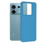 Tamsiai mėlynas dėklas Xiaomi Redmi Note 13 Pro 5G telefonui, matomas priekinis ir galinis kampas
