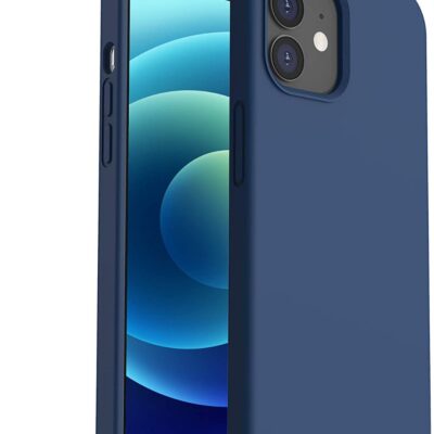 Tamsiai mėlynas silikoninis dėklas Apple iPhone 12 mini Liquid Silicone 1.5mm patogiam telefonui apsaugoti