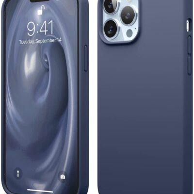 Tamsiai mėlynas silikoninis dėklas Apple iPhone 13 Pro Liquid Silicone 1.5mm priekinė ir galinė pusė