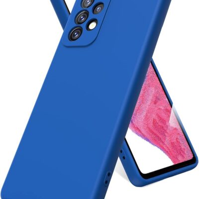 Tamsiai melynas silikoninis dezlas Samsung Galaxy A135 su kruopsciai apsaugotais kameru skylemis