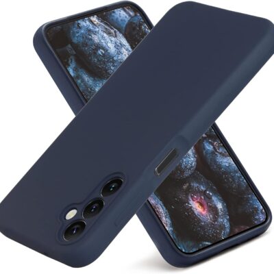 Tamsiai mėlynas silikoninis dėklas Samsung Galaxy A145 A14 4G ir A146 A14 5G Liquid Silicone 1.5mm