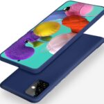 Tamsiai melynas silikoninis deklas Samsung Galaxy A515 A51 Liquid Silicone 1.5mm telefone