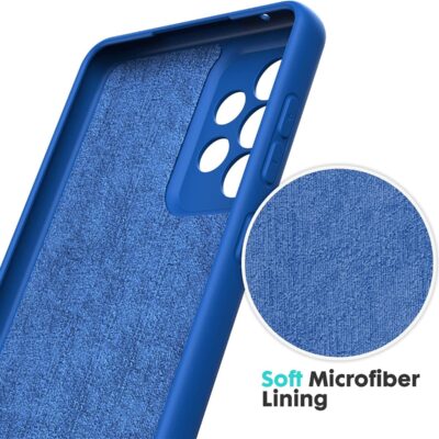 tamsiai melynas silikoninis deklas samsung galaxy a536 a53 5g liquid silicone su mikropluošto pamušalu