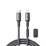 Tamsiai pilkas Joyroom SA-50 USB-C to Lightning kabelis su pynimu, 30W galia, 1.2m ilgio